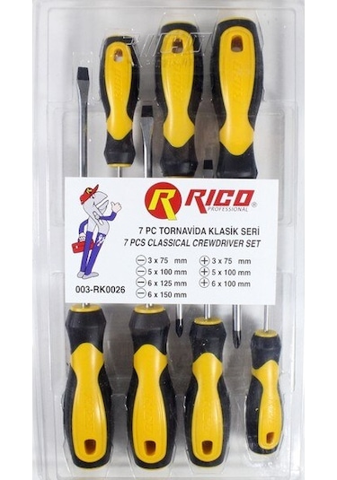 Rico 003-RK0026 Klasik Tornavida Seti Yıldız Düz 7 Parça