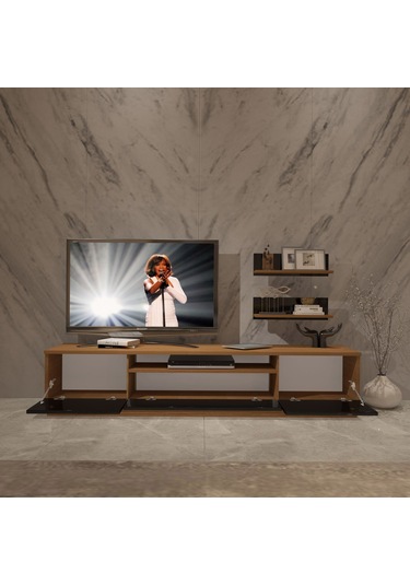 Decoraktiv Trendstyle 4s Slm Tv Ünitesi Tv Sehpası Ceviz - Siyah