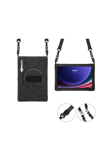 Samsung Galaxy Uyumlu S8 Ultra Sm-x900 14.6 İnç Kılıf Ultra Koruma Zırh Askılı Silikon Tablet Kılıfı