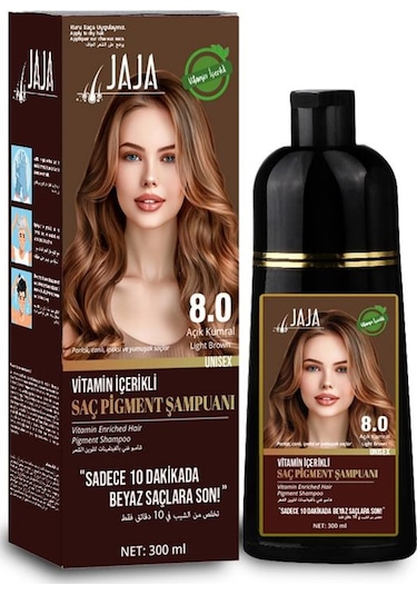 Jaja Vitamin İçerikli Saç Pigment Şampuanı Unisex 300 Ml 8.0 Açık Kumral Tüm Saçlar