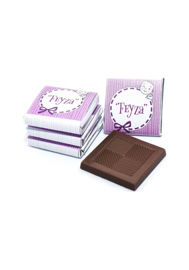 Nin Kız Bebek Dökme Bebek Çikolatası Mor Kurdela 80 Adet Napoliten Çikolata