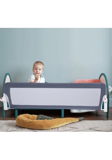 150 cm Bebek Çocuk Katlanabilir Güvenlik Yatak Bariyeri Gri