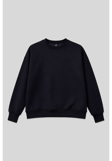 Lacivert Basic O Yaka Oversize Kadın Sweatshirt - 97053 Lacivert
