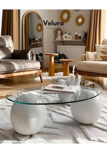 Modern Orta Sehpa & Küre Sehpa & Bohem Top Sehpa & Cam Sehpa Beyaz