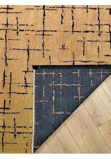 Çam Halı Bodrum Bdr 124 Hardal Özel Latex Kaymaz Tabanlı Kilim