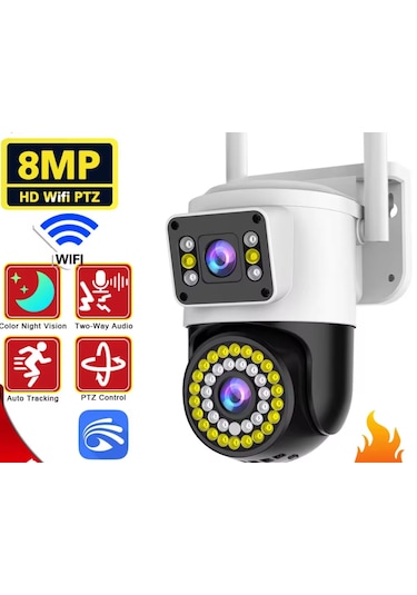 Wifi Güvenlik Kamerası 1080p Çift Kamera Hareket Algılama Alarm