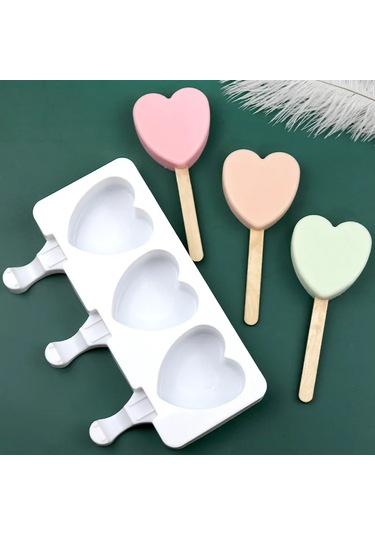 3 Kavite Aşk Kedi Pençesi Dondurma Kalıp Gıda Sınıfı Silikon Beyaz