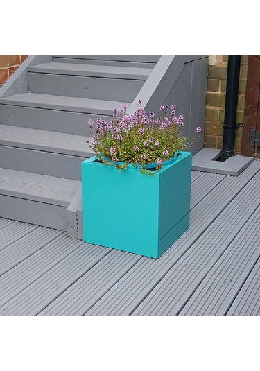 Mofiba Fiberglass Saksı Kare 30cm 30cm 30h Cm Turkuaz