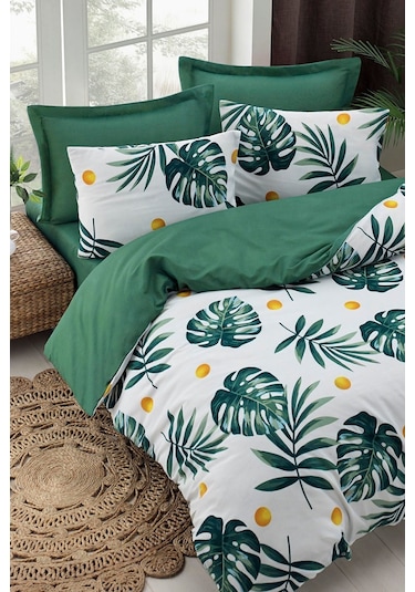 Eponj Home Monstera  Çift Kişilik Nevresim Seti Yeşil