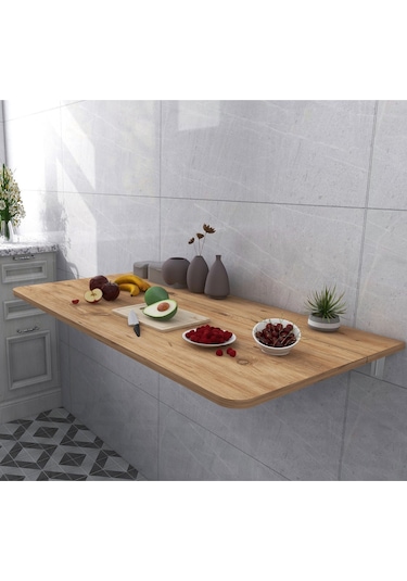 60x110 Cm Sabit Raflı Duvara Monte Kırma Katlanır Mutfak Masası