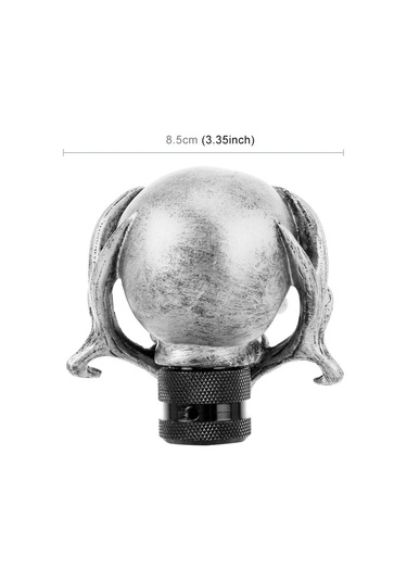 Sones Evrensel Araç Araba Yaratıcı Kafatası Çift Kafa Şekilli Shifter Kapağı Manuel Otomatik Vites Topuzu Gümüş