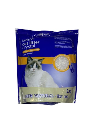 Bestspet Silika Tozsuz Kokusuz Naturel Parfümsüz Topaklaşmayan Kalın Kristal Kedi Kumu 3800 ML