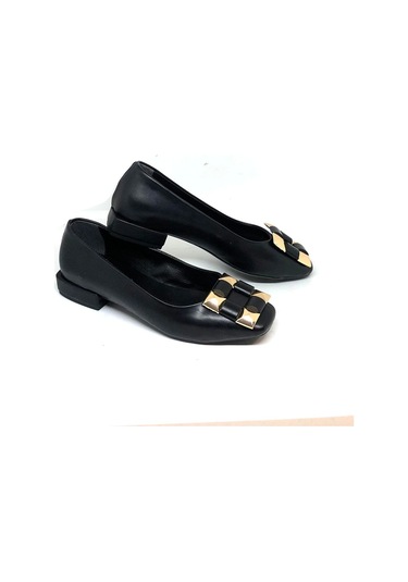 Kadın Kısa Topuk Nut Siyah Ayakkabı 2cm 001