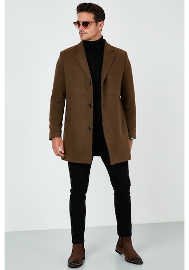 Buratti Slim Fit Tek Yırtmaçlı Düğmeli Mono Yaka Kaşe Erkek Kaban 5840098 Taba Buratti Slim Fit Tek Yırtmaçlı Düğmeli Mono Yaka Kaşe Erkek Kaban 5840098 Taba