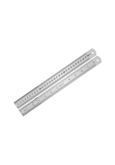 30cm 12 İnch - Çift Taraflı Paslanmaz Çelik Metal Cetvel - Kalınlık 1mm
