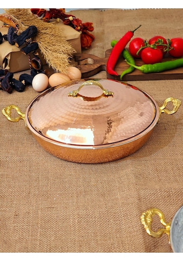 Modabakır Bakır Karnıyarık,pilav Tencere 27 Cm Model:852456lk5 Kahverengi