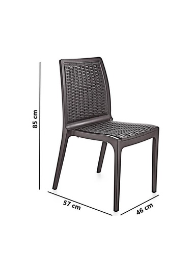 Omnipazar Sy-2523 Rattan Bahçe Sandalye 4'lü Set Kahverengi Kahverengi
