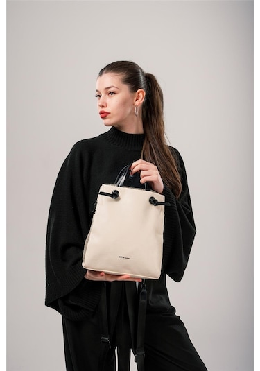 Ççs Kadın 17826 Omuz Ve Sırt Çantası Kirli Beyaz