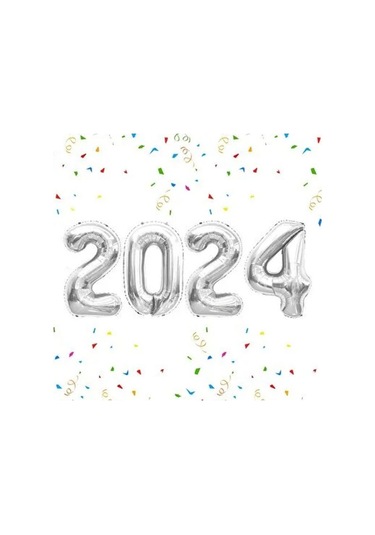 2025 Yılbaşı Süsleme Folo Balon Her Balon 40 Cm Gümüş