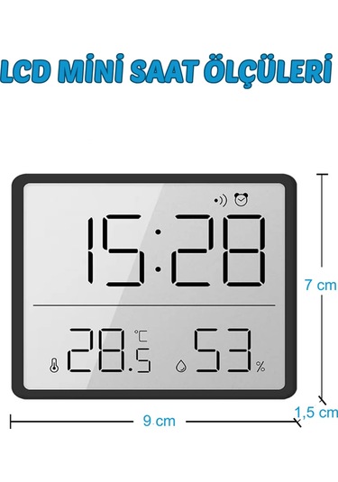 Dijital Oda Termometre Sıcaklık Ve Nem Ölçer Masa Saati Alarm Lcd Ekran Duvara Takılır Beyaz Çok Renkli