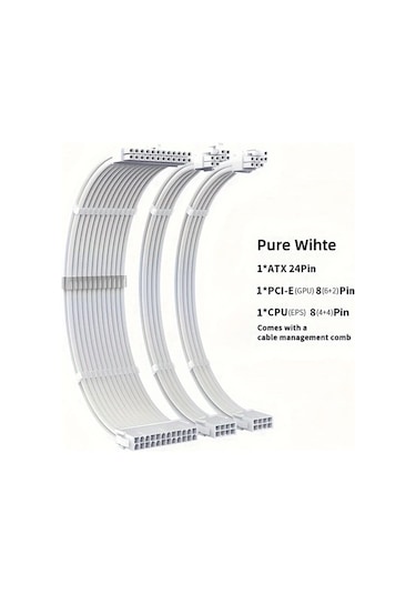 Siyah Kablo Kiti Psu Uzatma Kablosu Kiti Atx 24pin Pcı-e 8pin Eps / Cpu 8pin Özelleştirme Mod Kollu Uzatma Güç Kaynağı Kablosu Kiti