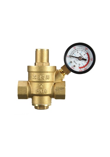 Dn15 1/2 Pirinç Su Basıncı Düşürücü Bakım Vanaları Regülatör Ayarlanabilir Tahliye Vanaları Manometre İle 85 63mm