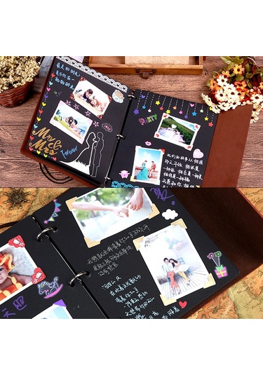 Dıy Yaratıcılık Gevşek Yaprak İmitasyon Deri Retro Aşk Kalp Kilidi Desen Hatıra Fotoğraf Albümü, Boyut: L