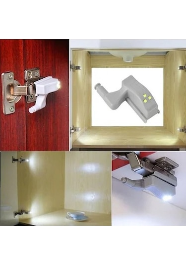 Dolap Içi Sensörlü Menteşe Lambası Led Aydınlatma Pilleri Dahil Beyaz