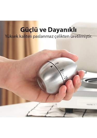 Ezere Mekanik Arama Pişirme Mutfak Zamanlayıcı Alarmı 60 Dakika Paslanmaz Çelik