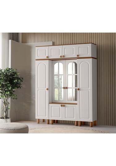 Rüzgar Mdf Portmanto Krem - Meşe