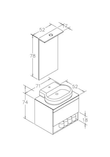 Orka Knidos 70 Cm Mdf Legnano Banyo Dolabı Takımı Çok Renkli