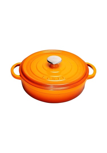 Sürel Döküm 24 Cm Sığ Yuvarlak Tencere Turuncu Turuncu