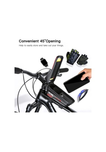 Moveevo Siyah Eva Materyal Dağ Bisikleti Ön Çubuk Çantası, Tpu Şeffaf Pencere, Telefon Taşıma Fonksiyonu, 210 110 110mm Siyah