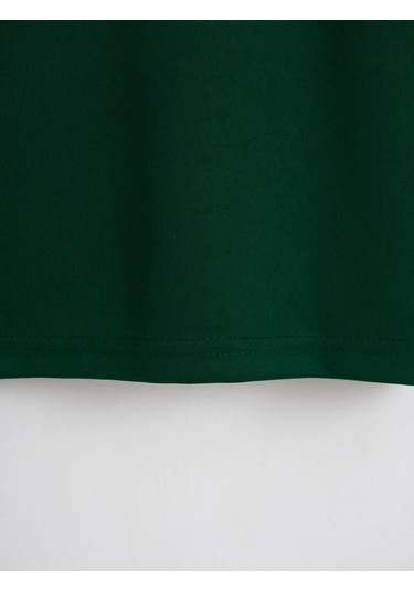 Kadın Oversize Bisiklet Yaka Düz Crop T-shirt - Yeşil