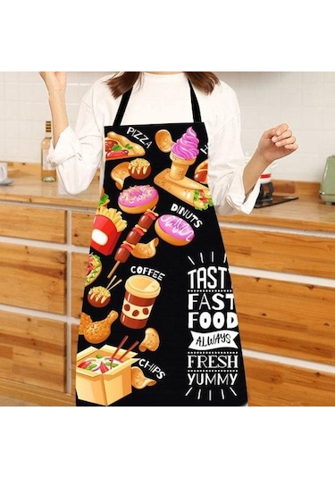 Pişirme Önlüğü Kolsuz Rahat Giyen Net Ve Gerçek Görüntü Yeniden Kullanılabilir Anti-leke Su Geçirmez Polyester Pizza Desenli Mutfak Önlüğü Ev Gereçleri L 3