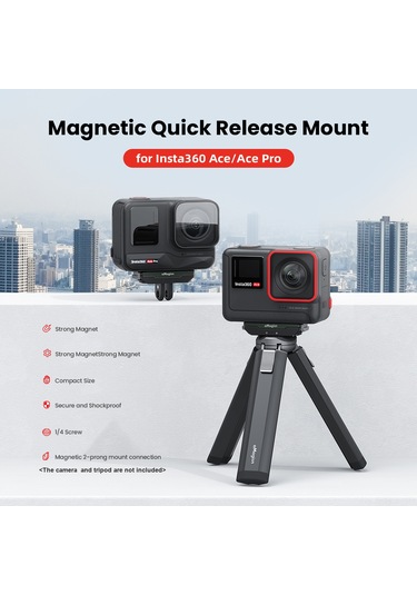 Yaozixa Amagisn Metal Manyetik Hızlı Montaj Tabanı - Insta360 Ace/ace Pro Uyumlu, 1/4 İnç Bağlantı Ve Spor Kamerası Adaptörü İle Spor Kamerası Erişim Aleti Siyah