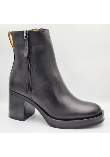Greyder 35292 5k Siyah Hakiki Deri Kalın Topuklu 7cm Kadın Ankle Bot Siyah