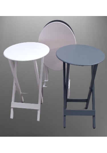 Çanta Zigon Sehpa Oval Model Dörtlü Ahşap Mdf Beyaz Ve Gri Renk Uyumu El Yapımı