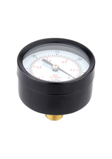 Symbee Metal Kasa Çift Ölçekli 0 -30inhg/0 -1bar Vakum Manometresi - Suya, Yağa, Hava Uygun, Taşınması Kolay Basınç Ölçer Aracı