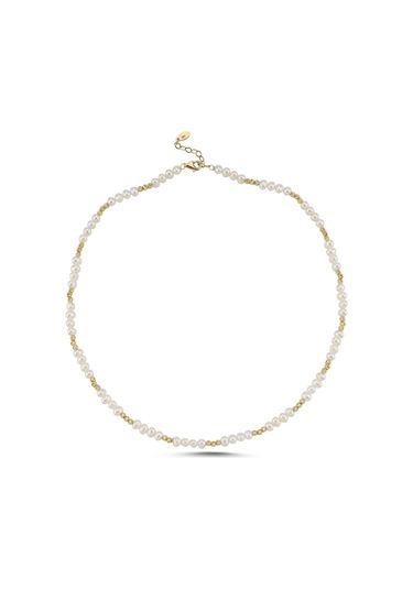 3,5 Mm Dorika Toplu Çıtır Doğal İnci Kolye Sarı