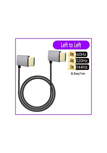 8k 90 Derece Hdmı 2.1v Kablo Kordonu 8k 60hz 4k 120hz 48gbps Earc Arc Hdcp Left To Left 1m Diğer