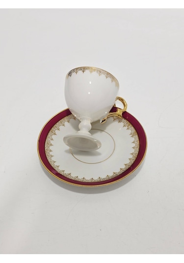 Limoges Bordo Kahve Fincan Takımı Çok Renkli