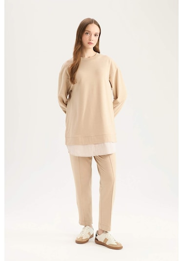 DeFacto Harem Basic Düz Sweatshirt Kumaşı Pantolon	 D9363AX25SPBG352