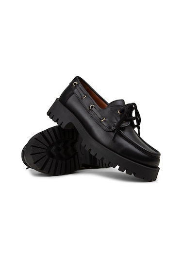 Deery Kadın Hakiki Deri Siyah Marin Loafer - 02036zsyhc02