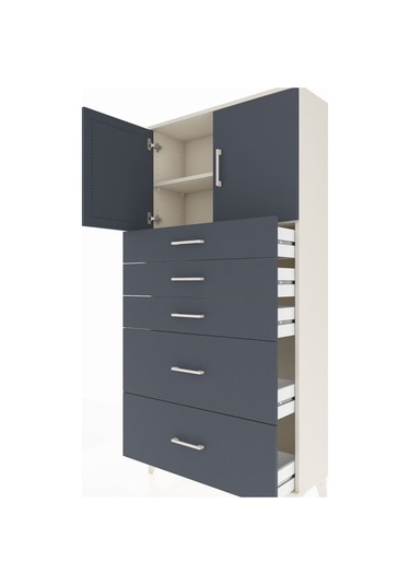 Arges Dolap 2 Raflı 5 Çekmeceli 2 Kapaklı 88x30x182 Aytaşı-an... Aytaşı