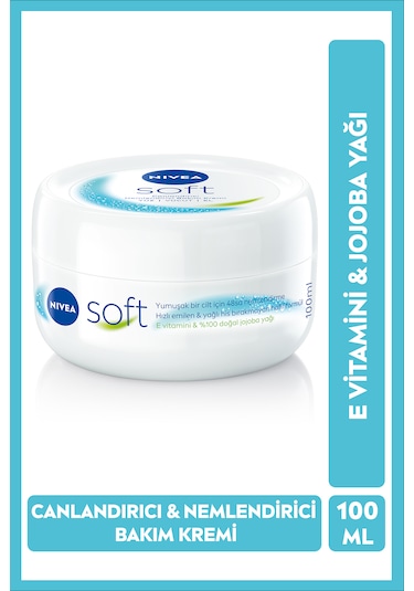 Nivea Soft Jojoba Yağı E Vitamini Yüz Vücut El Yumuşak Cilt Hissi Soft Nemlendirici Bakım Kremi 100 ML