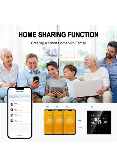 Yifomall Akıllı Wifi Termostat - Tuya Uyumlu, Ses Kontrollü, Programlanabilir, Lcd Ekranlı, Alexa/google Home Destekli Wt100-3a