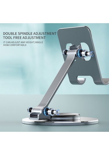 Cbtx 019 Telefon Tablet Montaj Standı 4,7 - 12 İnç Cihaz İçin 360 Derece Döndürme Masaüstü Tutucu - Gümüş