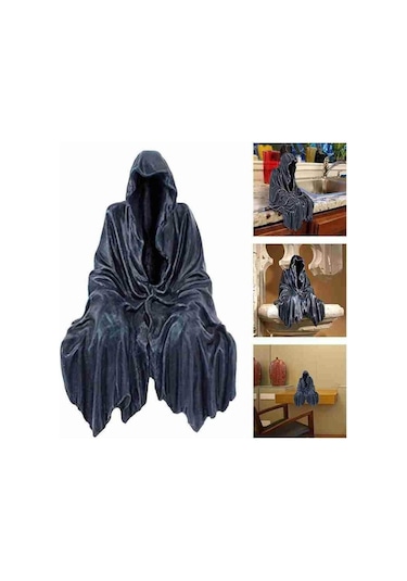 CajuArt Siyah Gotik Hayalet Heykeli Masa Raf Ucu Dekoratif Biblo