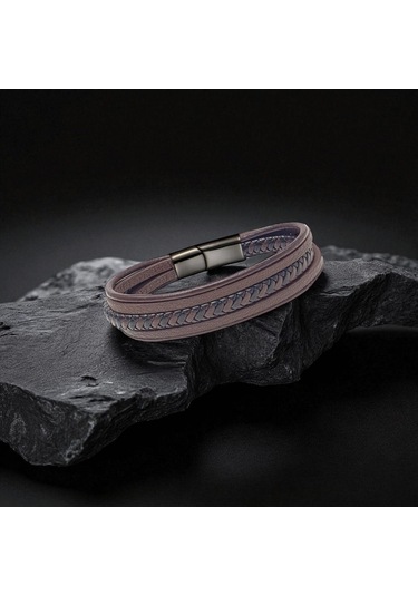 Fm Kahve Siyah Çoklu Deri Bileklik 31833b2d4 Kahverengi